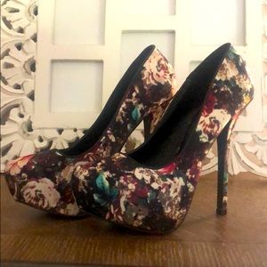 Floral platform stilettos
